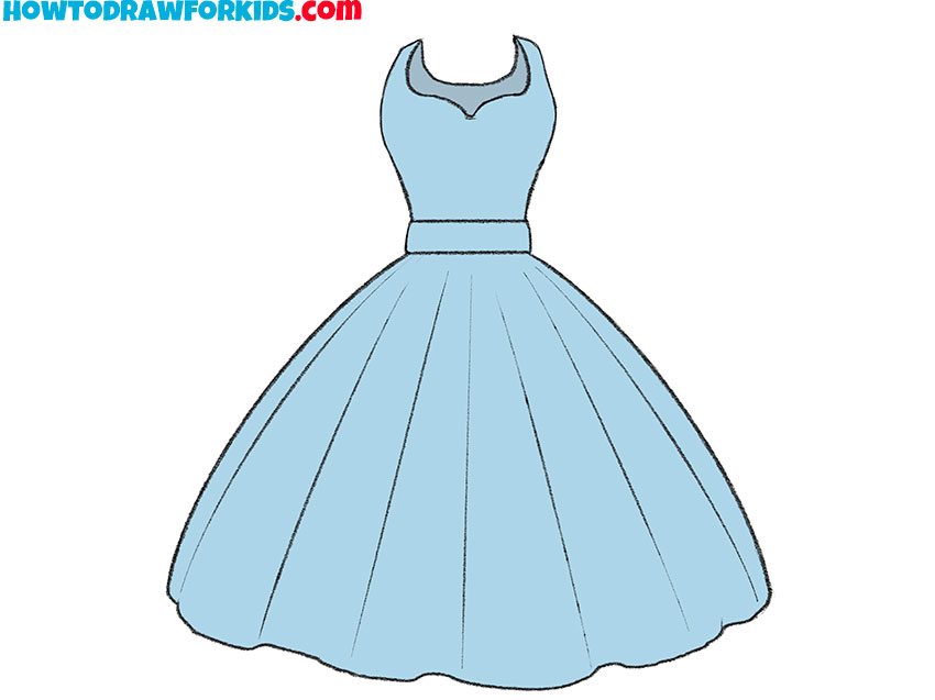 how to draw a dress step by step easy