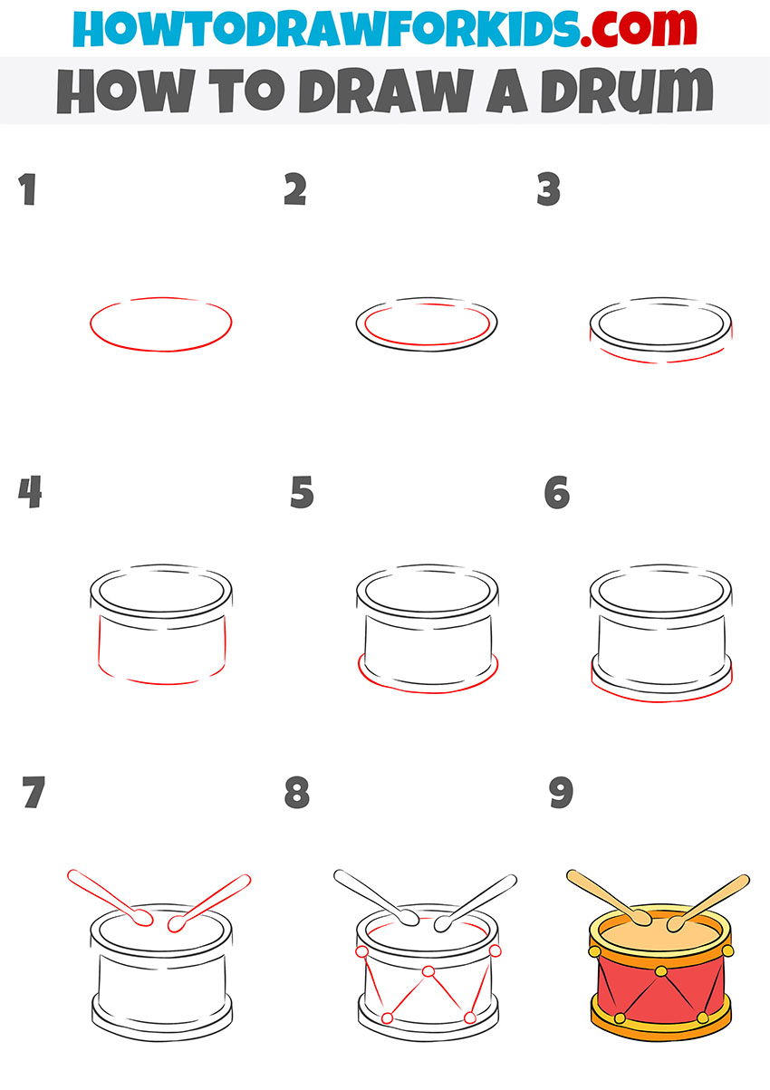 How to Draw a Drum - Easy Drawing Tutorial For Kids