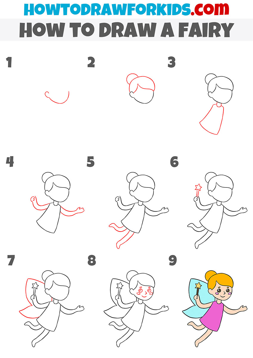 how to draw a fairy step by step