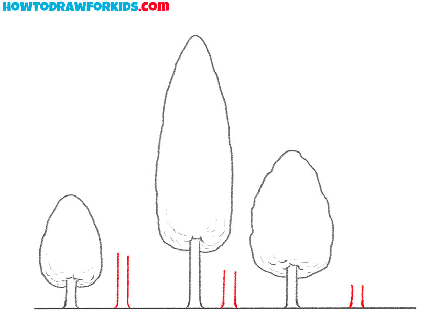 how to draw a forest for kids easy