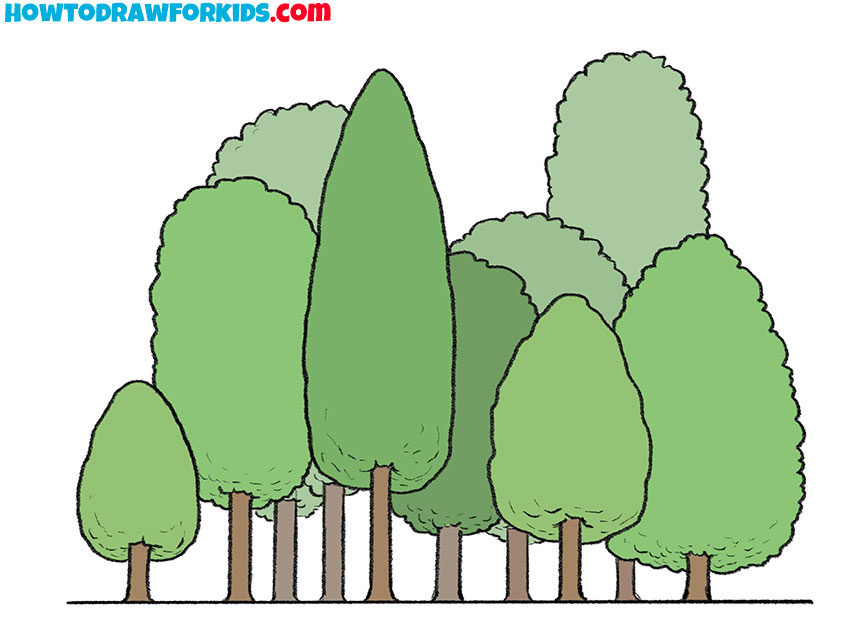 Forest Drawing - How To Draw A Forest Step By Step