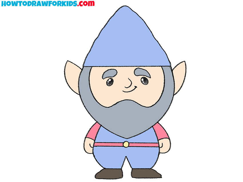 how to draw a gnome step by step easy