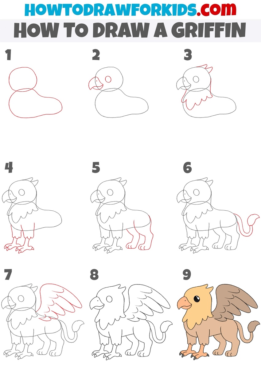 How to draw a griffin step by step