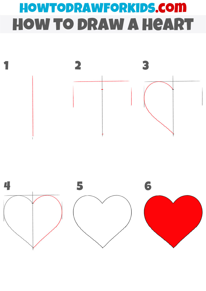 how to draw a heart step by step