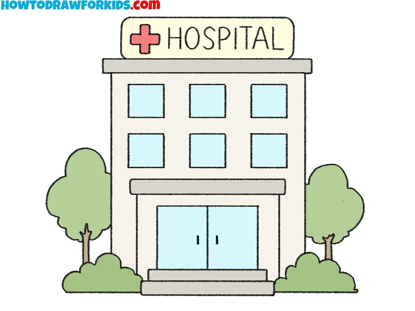 how to draw a hospital featured image