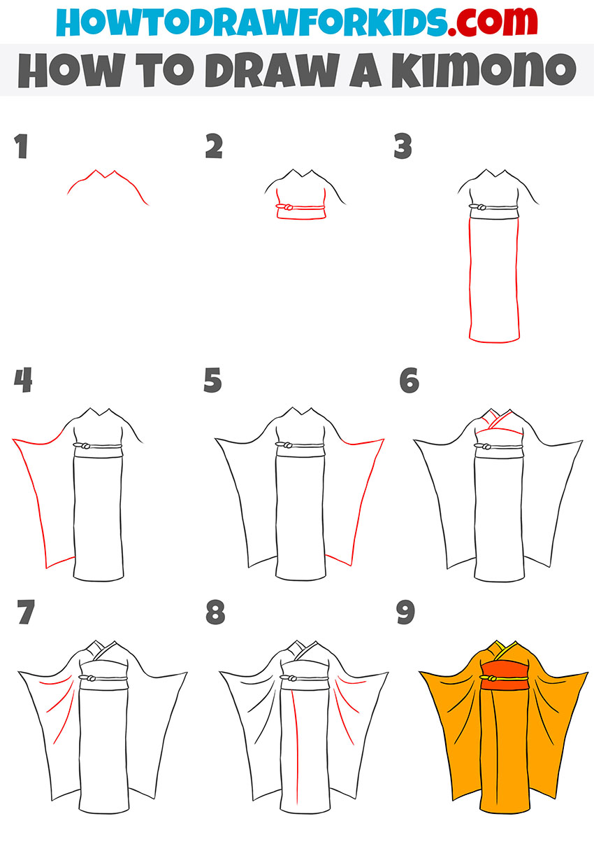 how to draw a kimono step by step