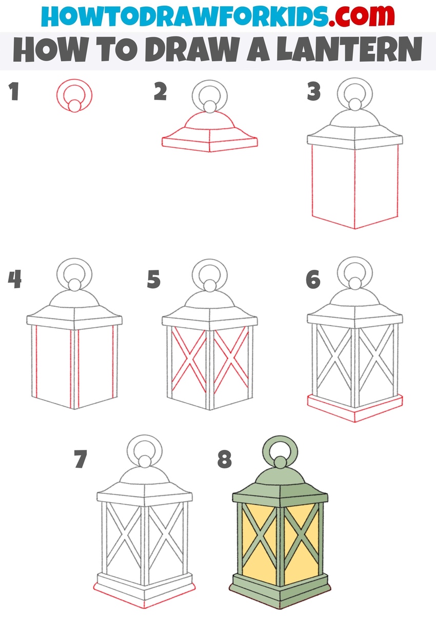 How to draw a lantern step by step