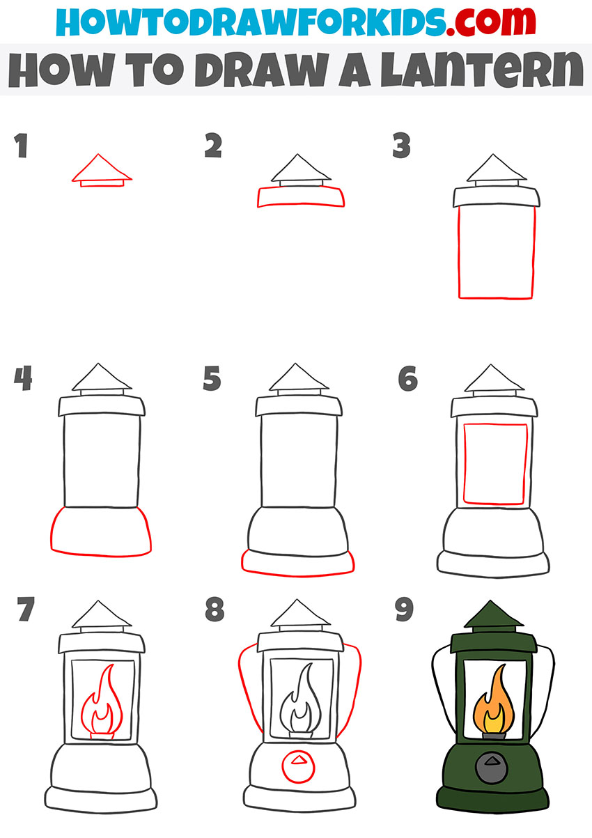 how to draw a lantern step by step