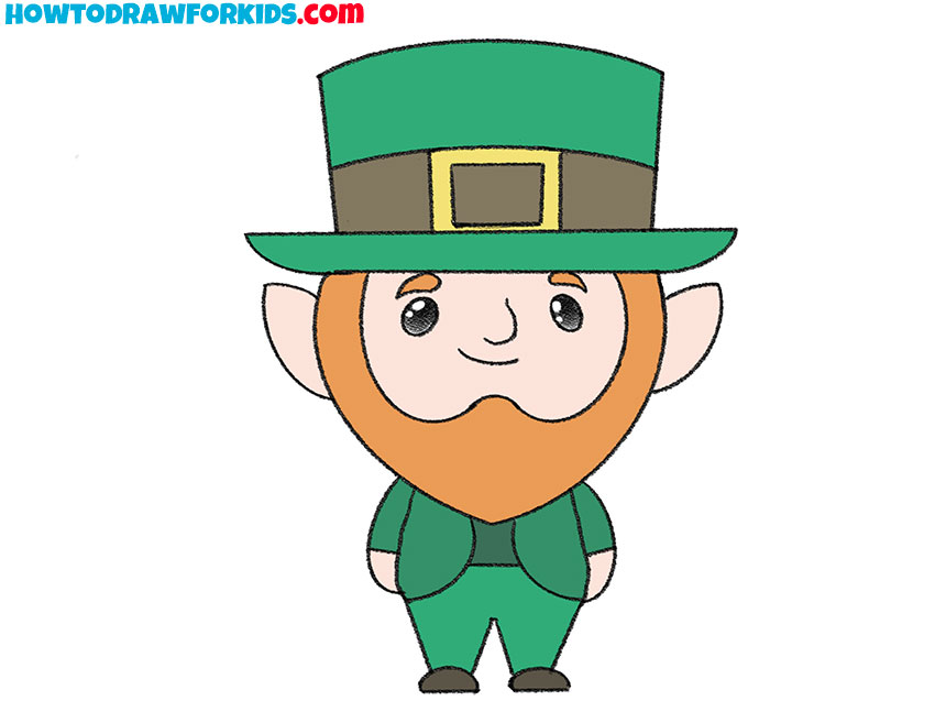 how to draw a leprechaun step by step easy