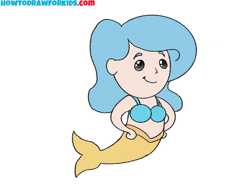 how to draw a mermaid girl step by step easy