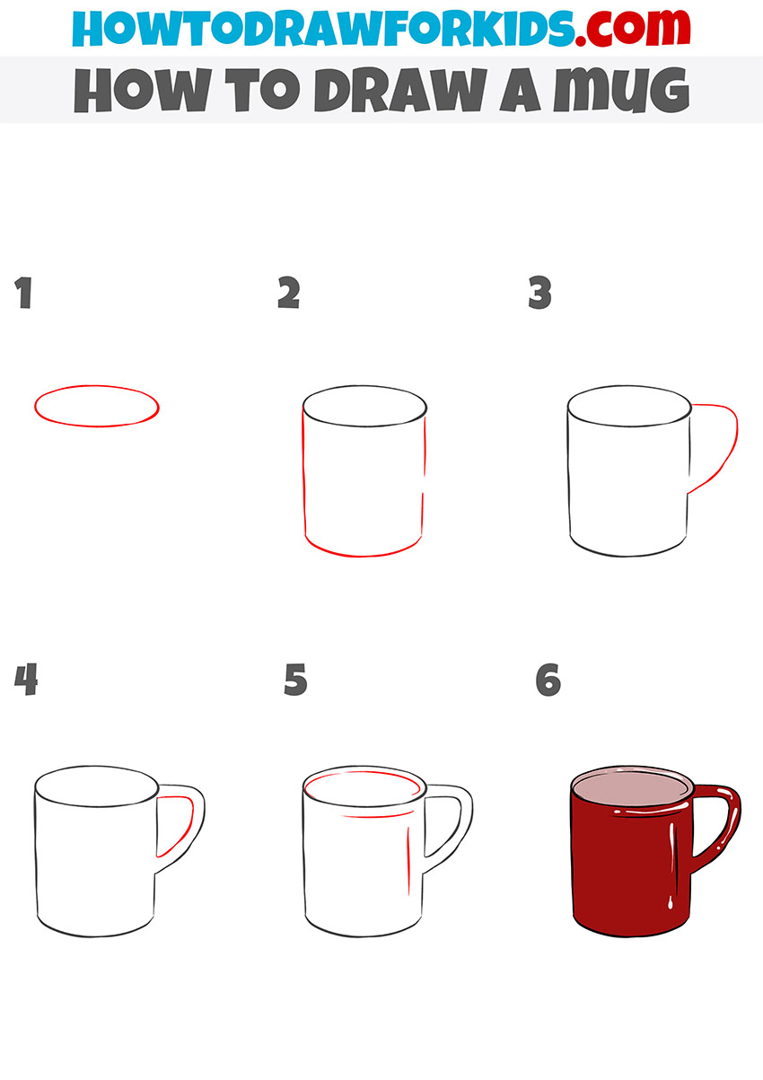 how to draw a mug step by step