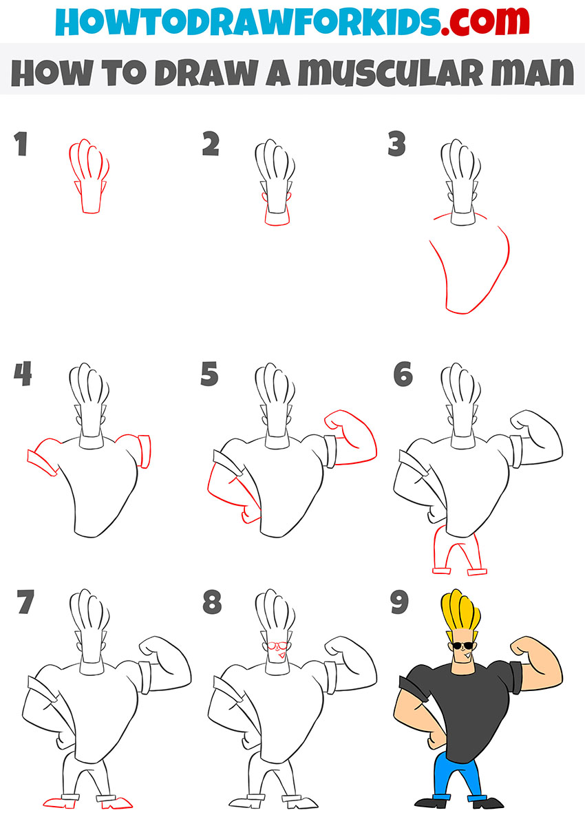 how to draw a muscular man step by step