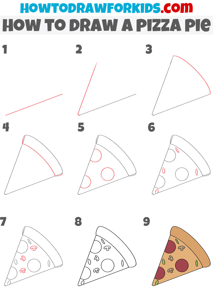 How to draw a piece of pizza pie