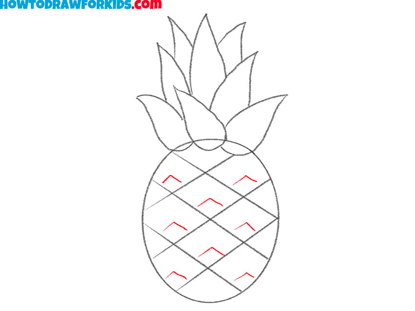 how to draw a pineapple step by step easy