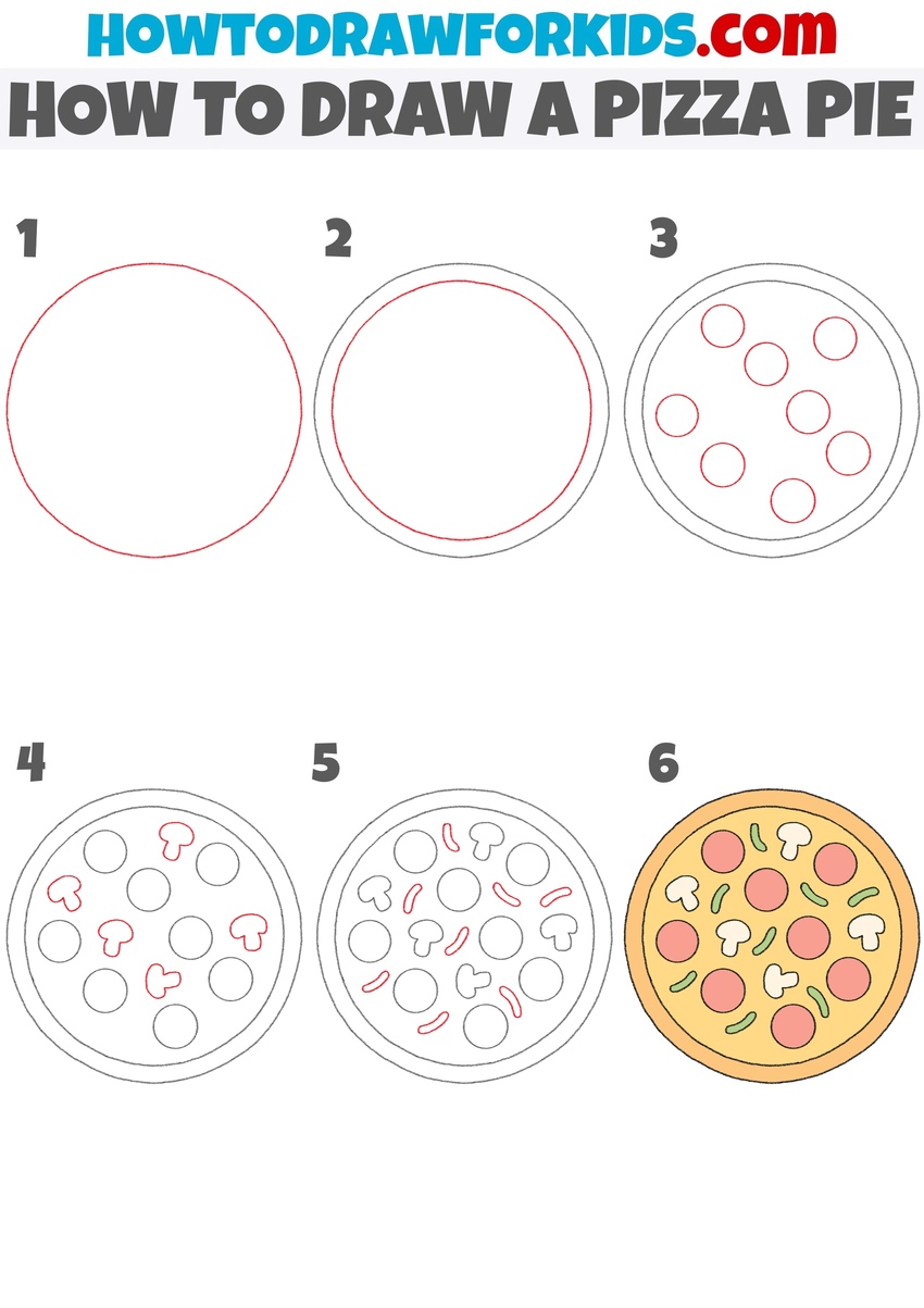 How to draw a pizza pie step by step