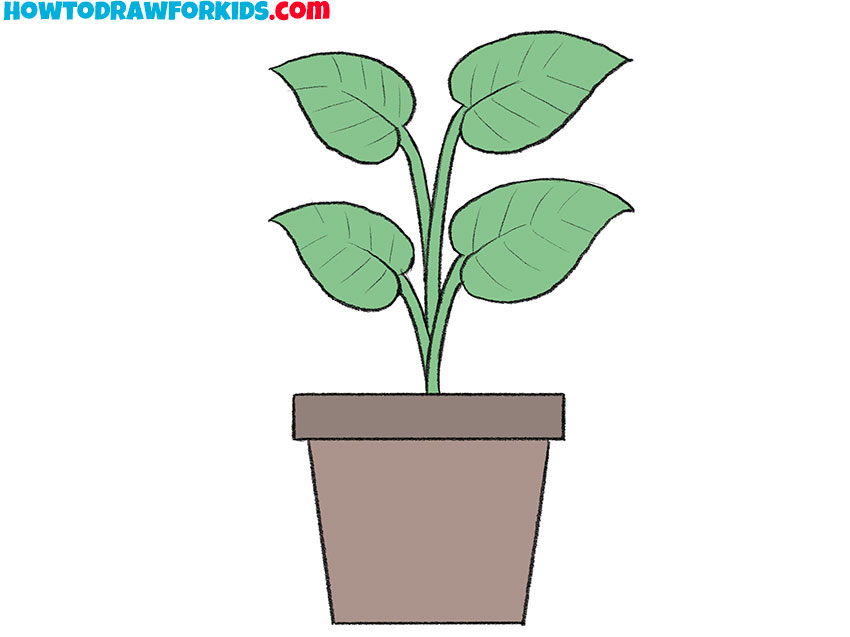 how to draw a plant step by step easy