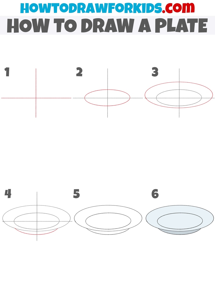 how to draw a plate step by step