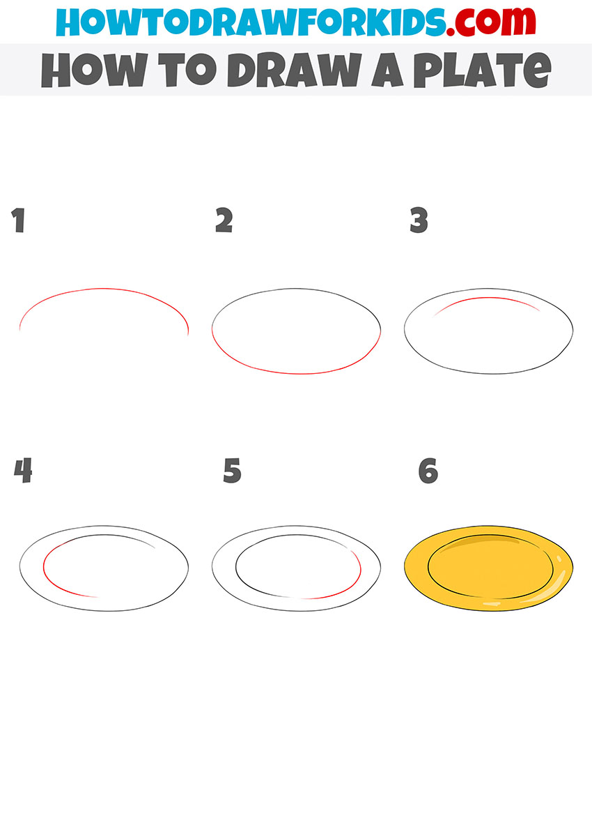 how to draw a plate step by step