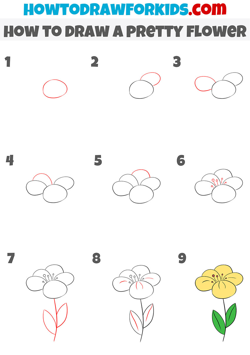 how to draw a pretty flower step by step