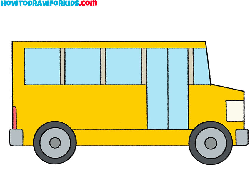 how to draw a school bus step by step easy
