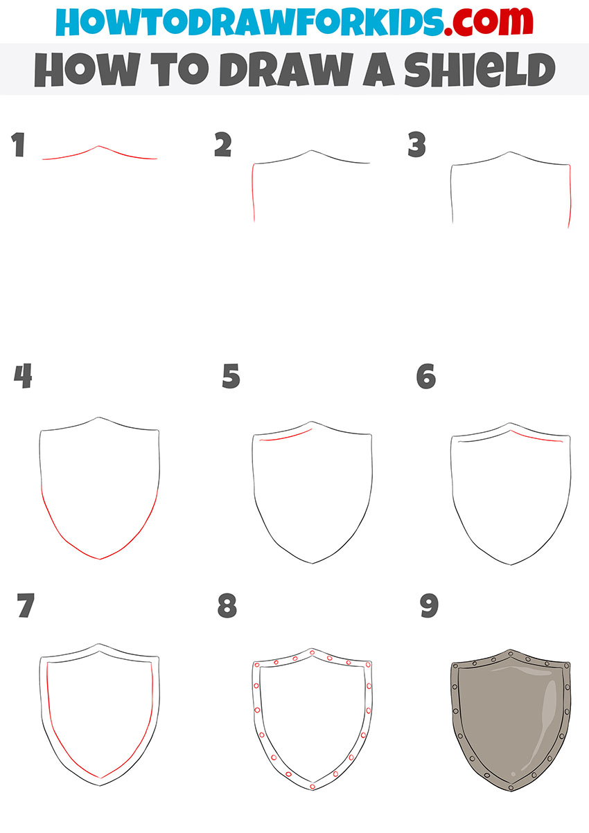 how to draw a shield step by step