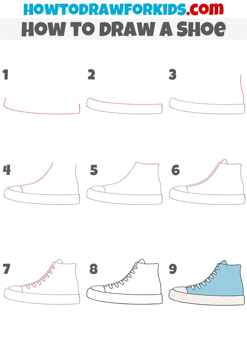 how to draw a shoe step by step