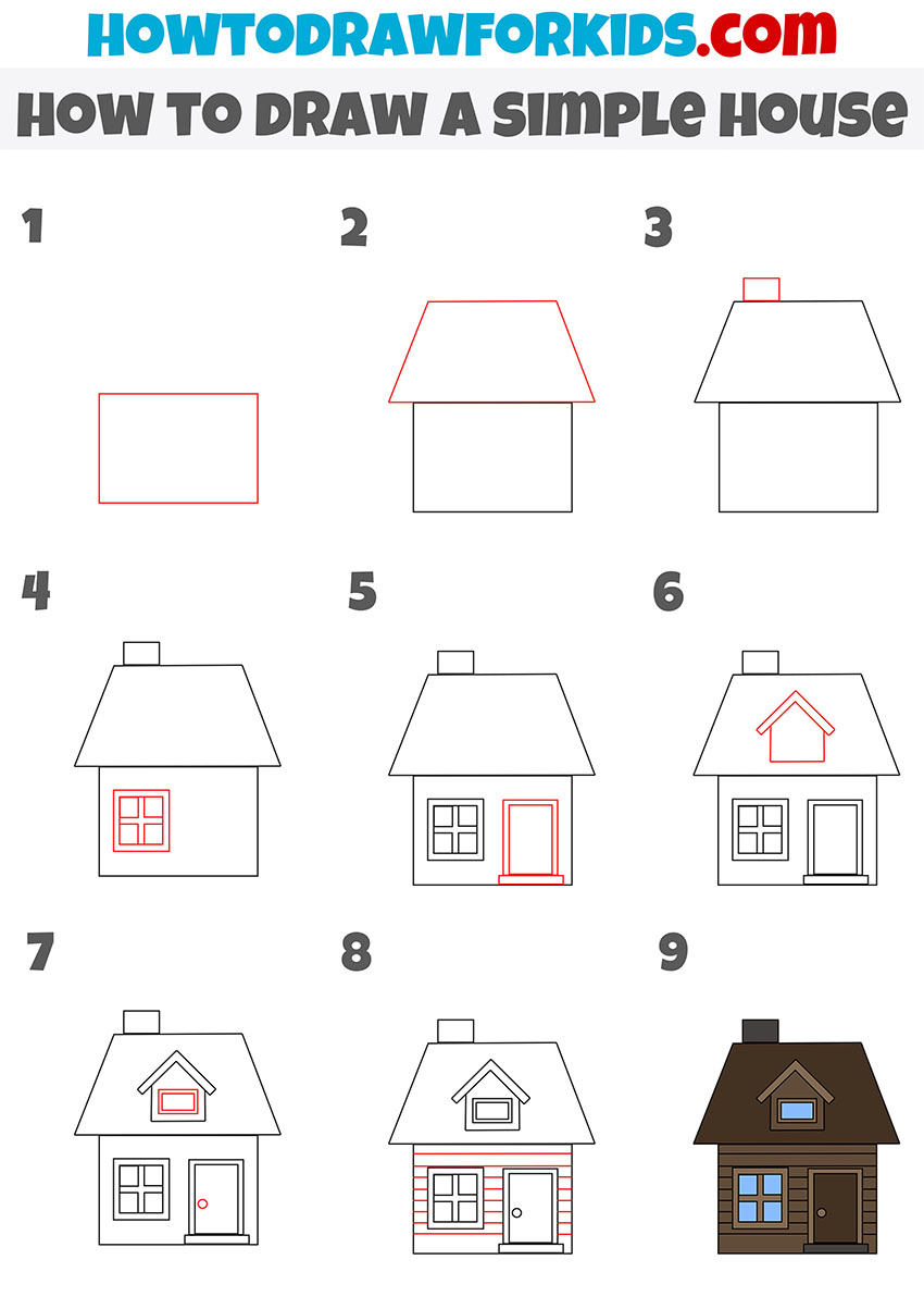 how to draw a simple house step by step