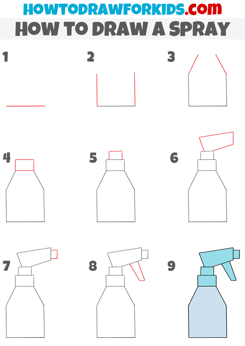 how to draw a spray step by step