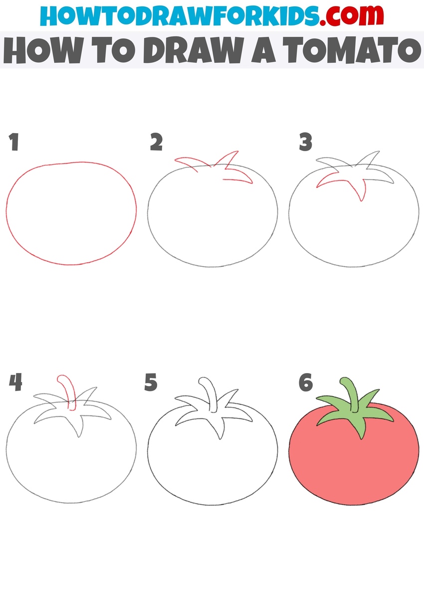 how to draw a tomato step by step