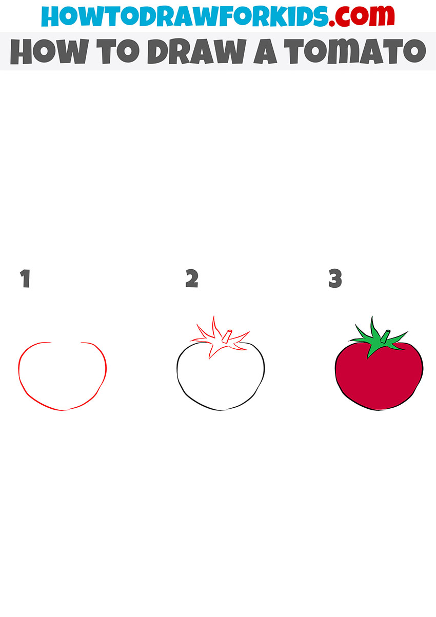 how to draw a tomato step by step