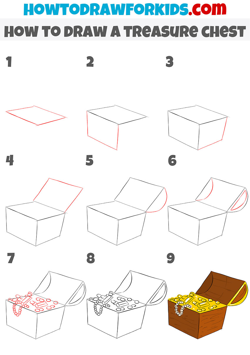 how to draw a treasure chest step by step