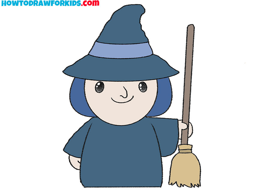 how to draw a witch step by step easy