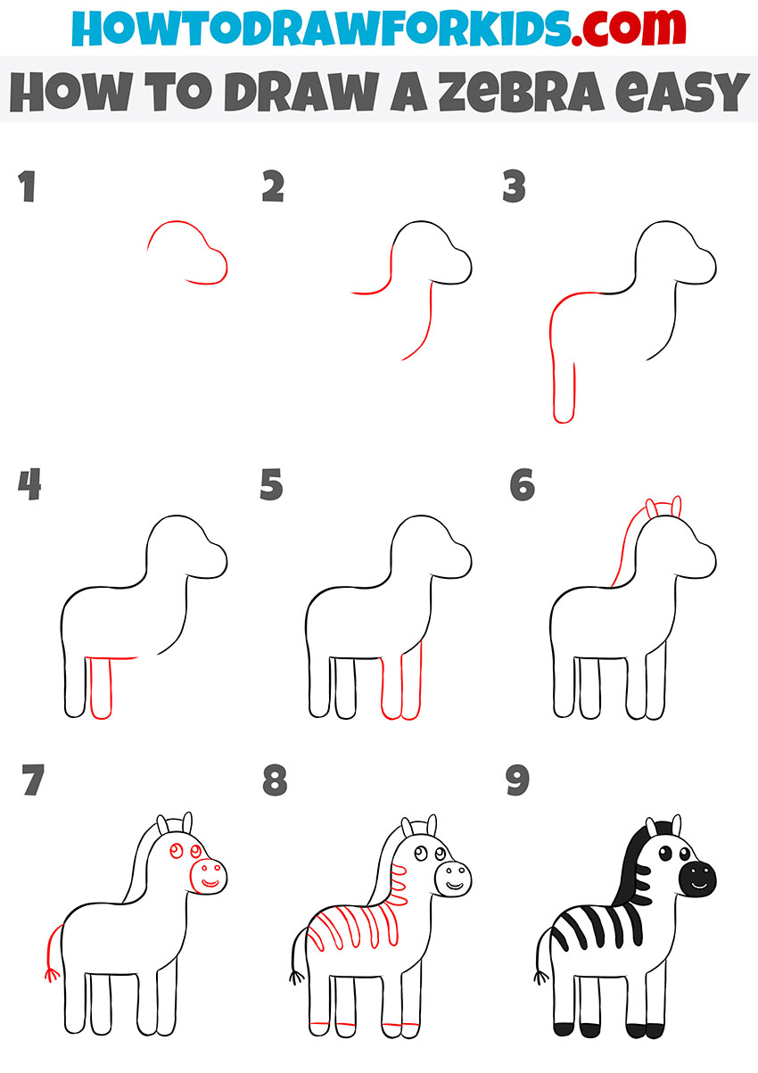 how to draw a zebra easy step by step