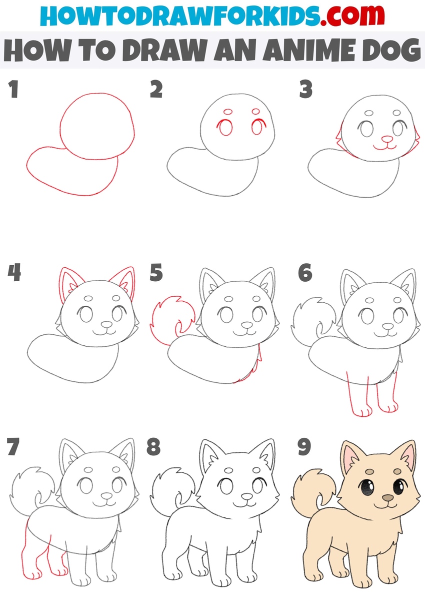 how to draw an anime dog step by step