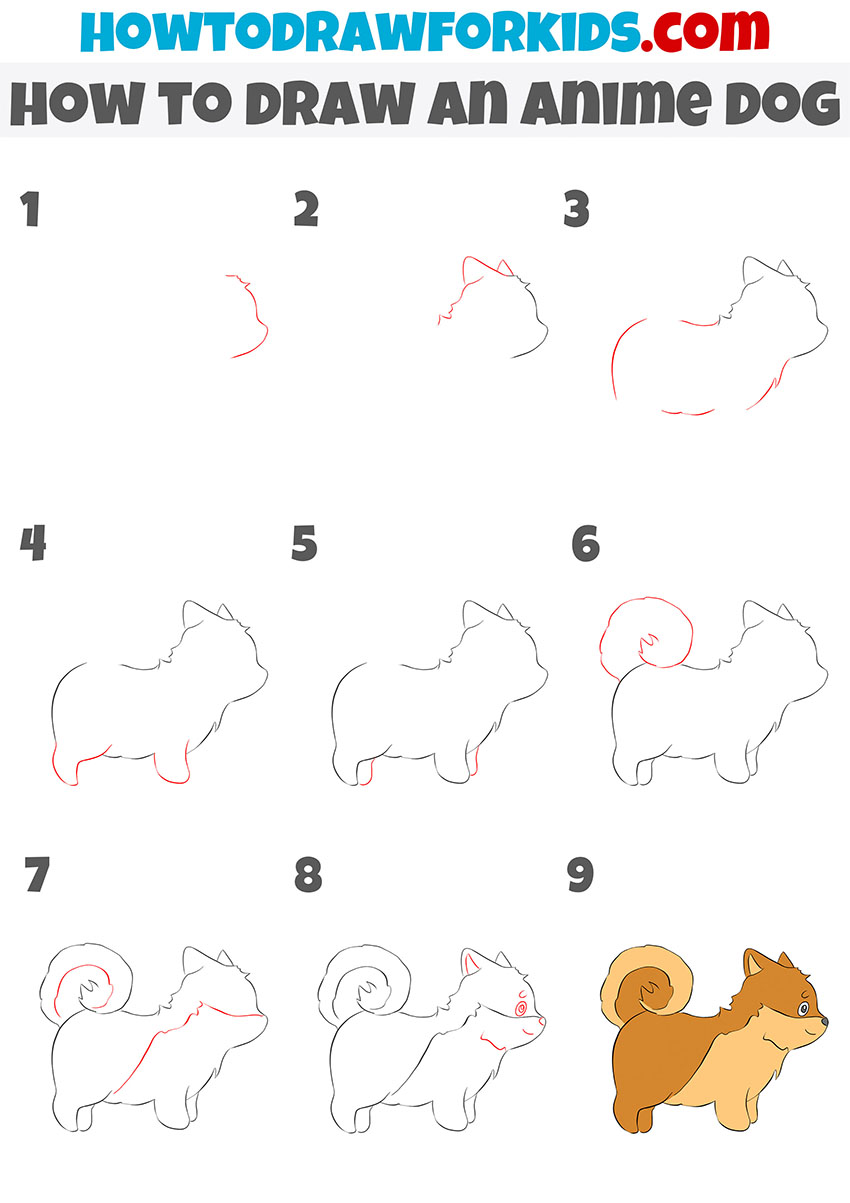 how to draw an anime dog step by step