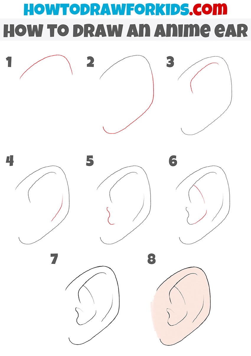 how to draw an anime ear step by step