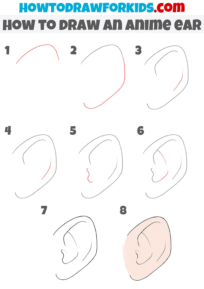 how to draw an anime ear step by step