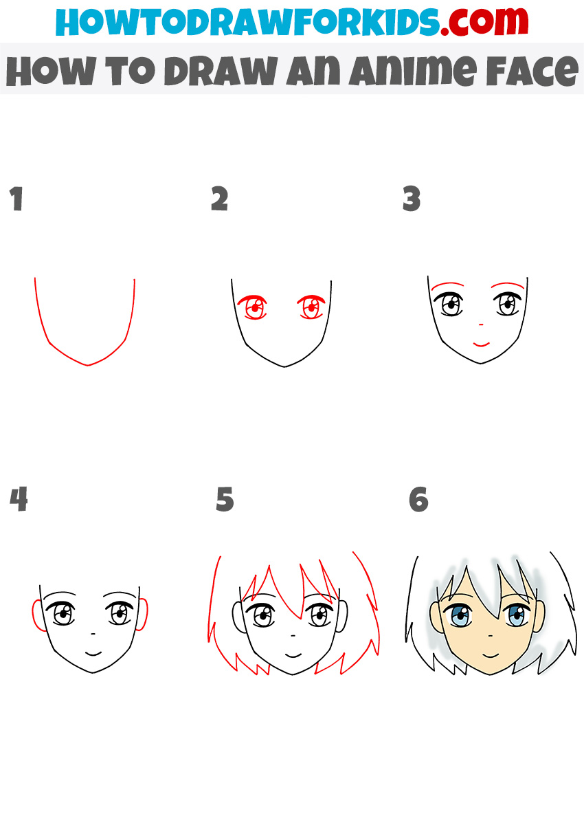 how to draw an anime face step by step