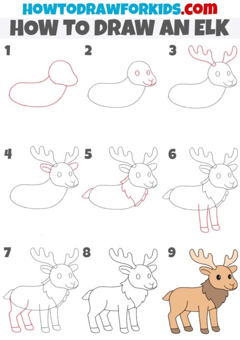 How to Draw an Elk - Easy Drawing Tutorial For Kids