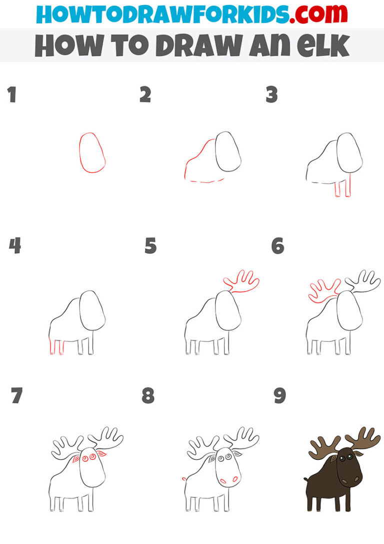 How to Draw an Elk Easy Drawing Tutorial For Kids