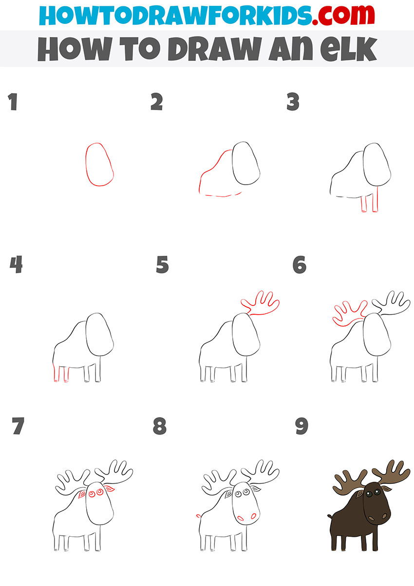 how to draw an elk step by step