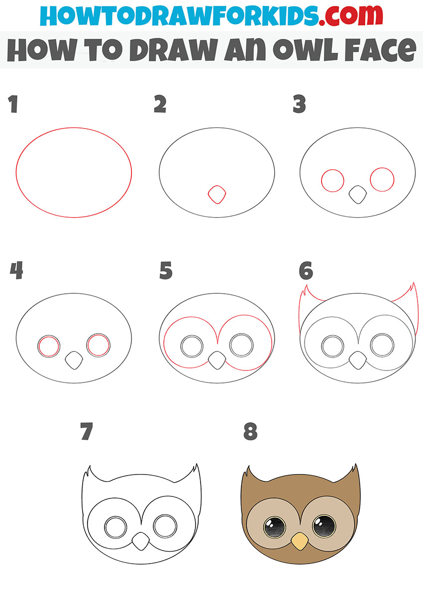 how to draw an owl face step by step