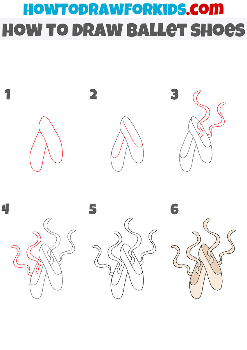 how to draw ballet shoes step by step