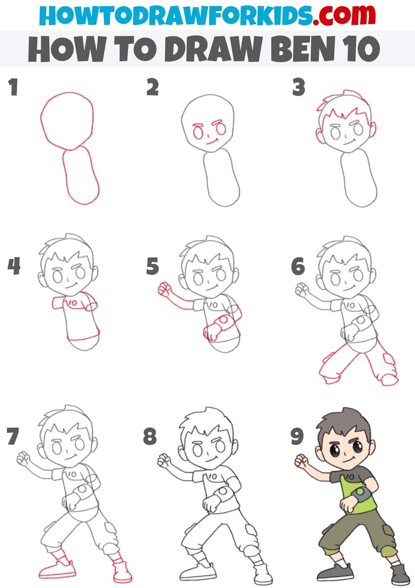 How to draw Ben 10 step by step