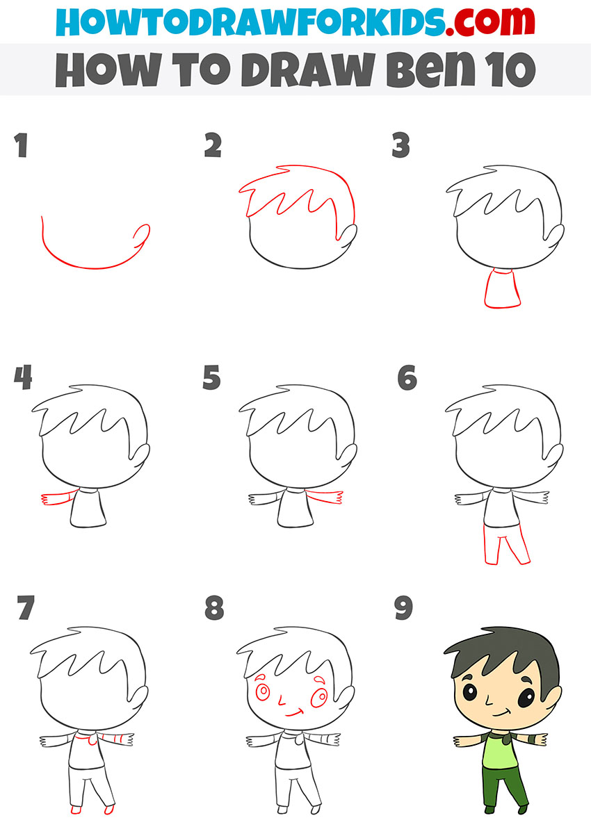 how to draw ben 10 step by step