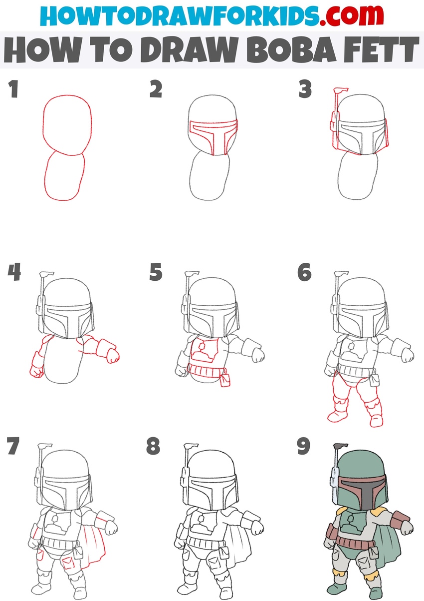 How to draw Boba Fett step by step