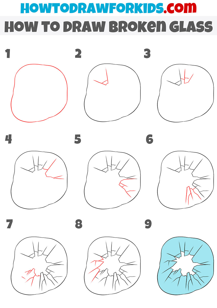 how to draw broken glass step by step
