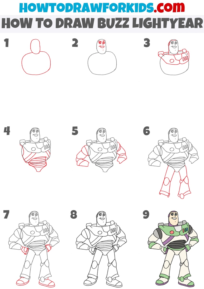 how to draw buzz lightyear step by step