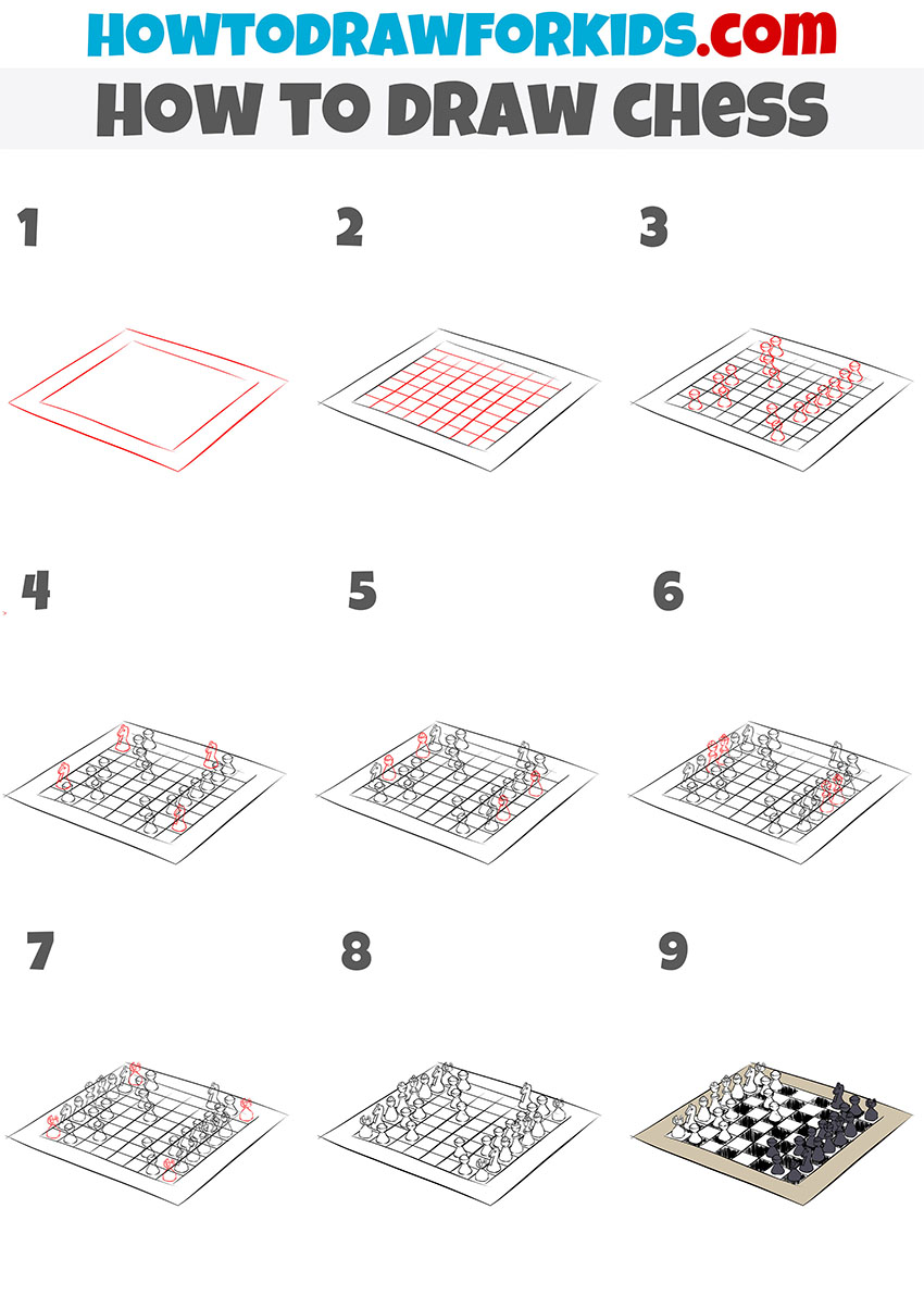 How to Draw Chess Easy Drawing Tutorial For Kids