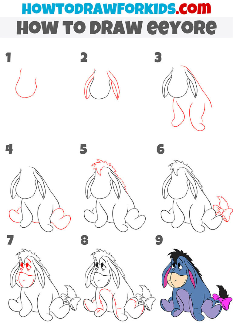 How to Draw Eeyore Easy Drawing Tutorial For Kids